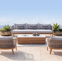 Modern Outdoor Teak Rope Sofa Set - Top-Grade Patio Furniture