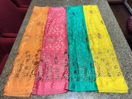 Multicolor Burnout Brasso Foil Print Saree Fabrics - Wholesale Delight