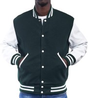 Woolen Cowhide Leather Sleeves Varsity Jacket