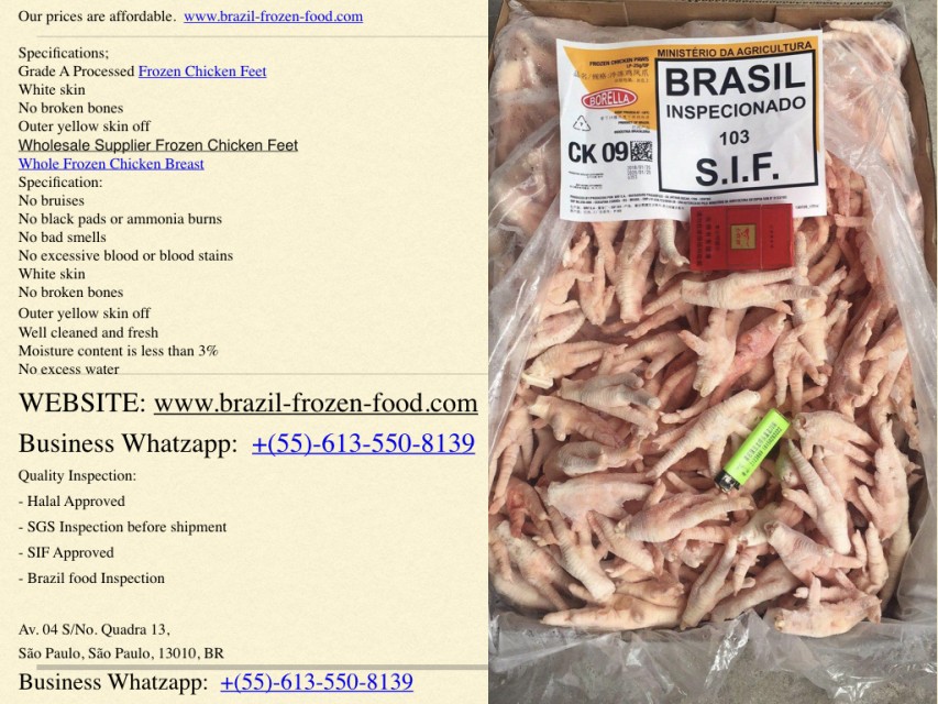 Premium Brazilian Frozen Whole Chicken - No Neck, No Giblets