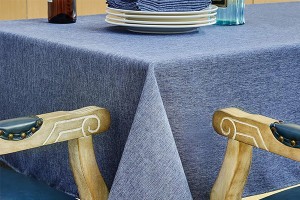 Blue Polyester Rectangle Table Cloth - Yang Dyed Fabric for Elegant Decor