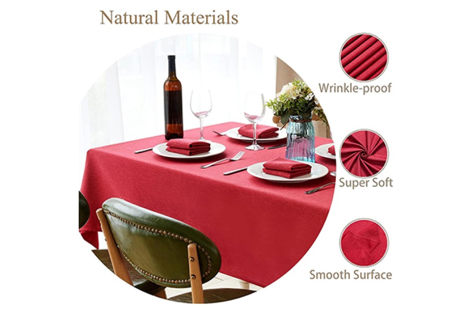 Vibrant Red Polyester Rectangle Table Cloth Quality Elegance