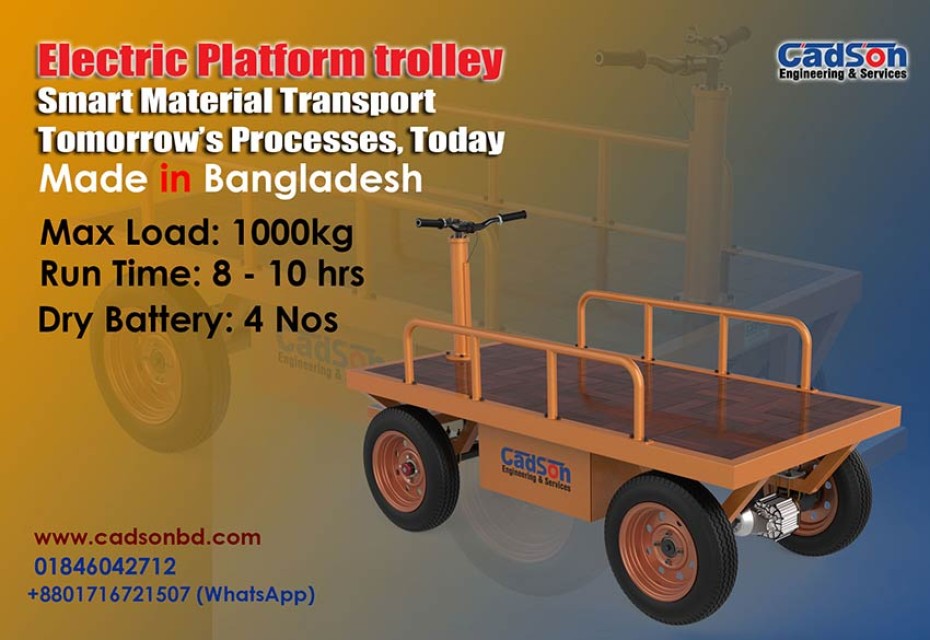 Heavy Duty Electric Platform Trolley for Industrial Use