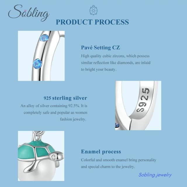 Sobling 925 Sterling Silver Hoop Earrings with Aqua Enamel & Pearl – Wholesale Supplier