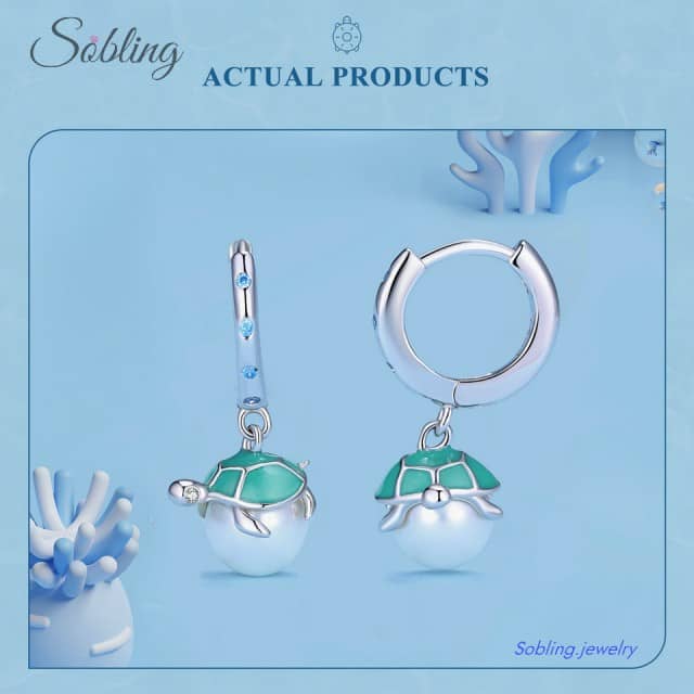 Sobling 925 Sterling Silver Hoop Earrings with Aqua Enamel & Pearl – Wholesale Supplier