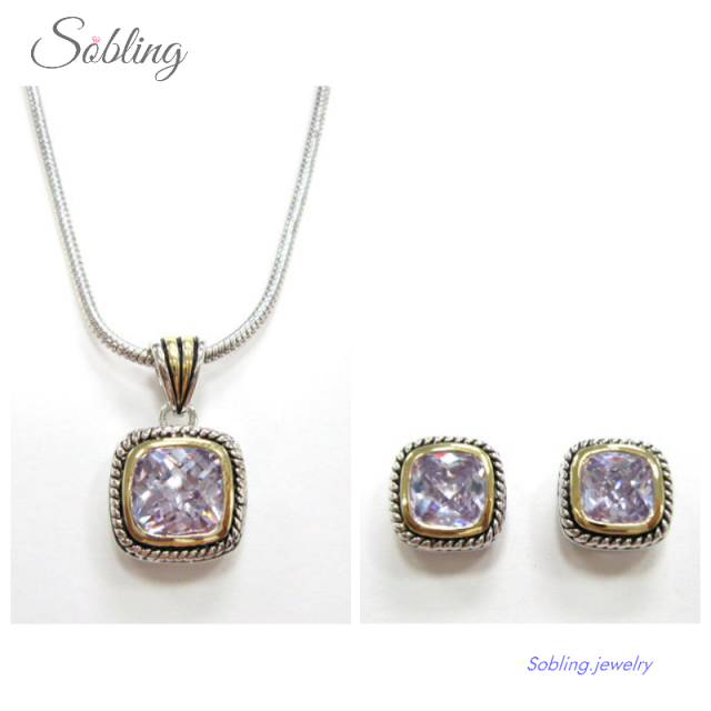 Sobling Antique Bali Style Designer Jewelry Set with Pink CZ Stones – Bulk Orders Available