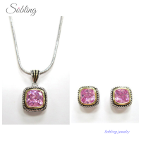 Sobling Antique Bali Style Designer Jewelry Set with Pink CZ Stones – Bulk Orders Available