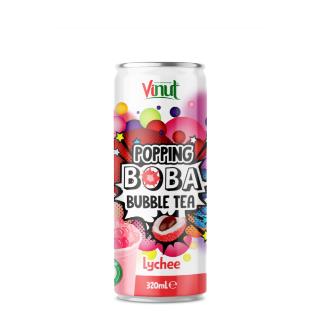 320ml Vinut Popping Boba Bubble Tea with Lychee Juice - Wholesale Price