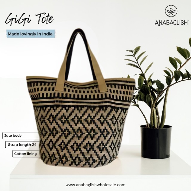 GiGi Tote Bag Handwoven Jute with Cotton Lining Wholesale Price