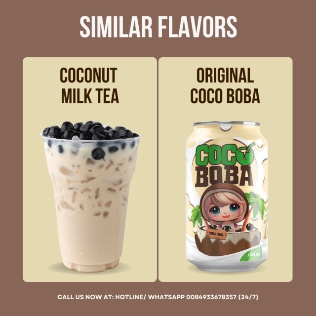 330ml Vinut Original Coco Boba Drink Coconut Milk Tea with Tapioca Pearls