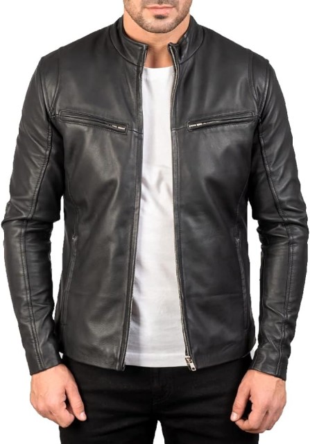 Trendy Men's Genuine Sheep Skin Leather Biker Jacket - Black & Brown Motorcycle Style