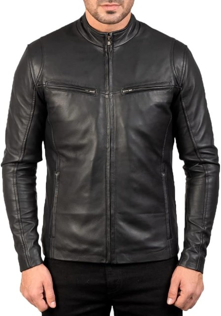 Trendy Men's Genuine Sheep Skin Leather Biker Jacket - Black & Brown Motorcycle Style