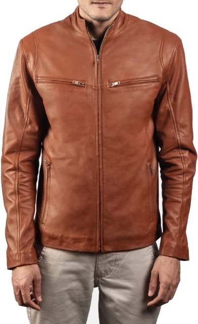 Trendy Men's Genuine Sheep Skin Leather Biker Jacket - Black & Brown Motorcycle Style