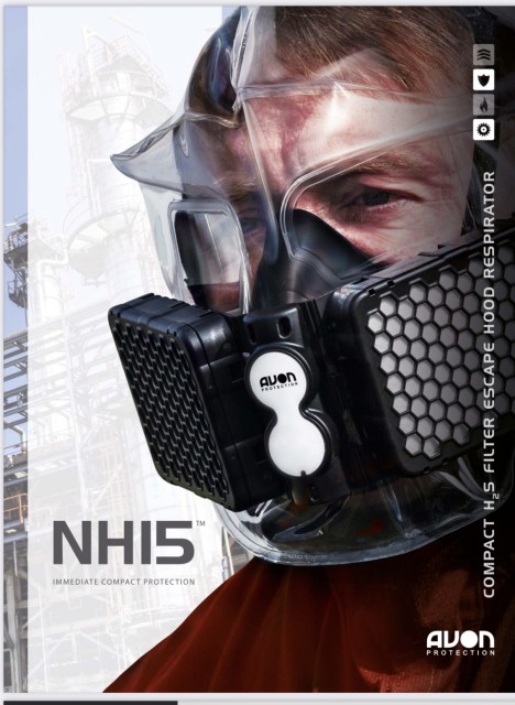 AVON NH15 Escape Hood with Temperature Indicator - Compact H2S Respirator for Oil & Gas Safety