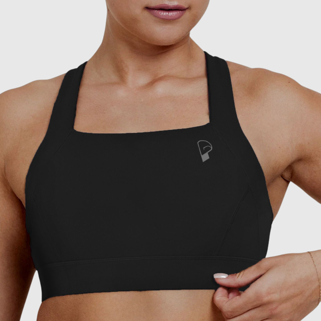 Impact Square Neck Sports Bra Black – High-Impact Support, Available in XS-XL