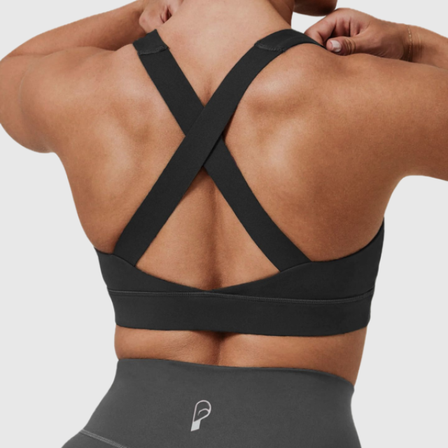 Impact Square Neck Sports Bra Black – High-Impact Support, Available in XS-XL