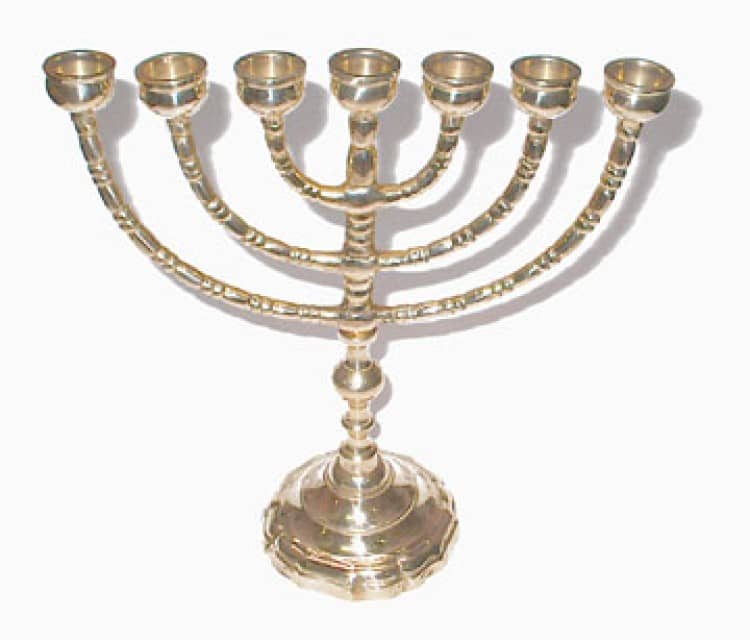 Brass 9-light Jewish Menorah - Gold Finish, 13" Height, Customizable for Hanukkah