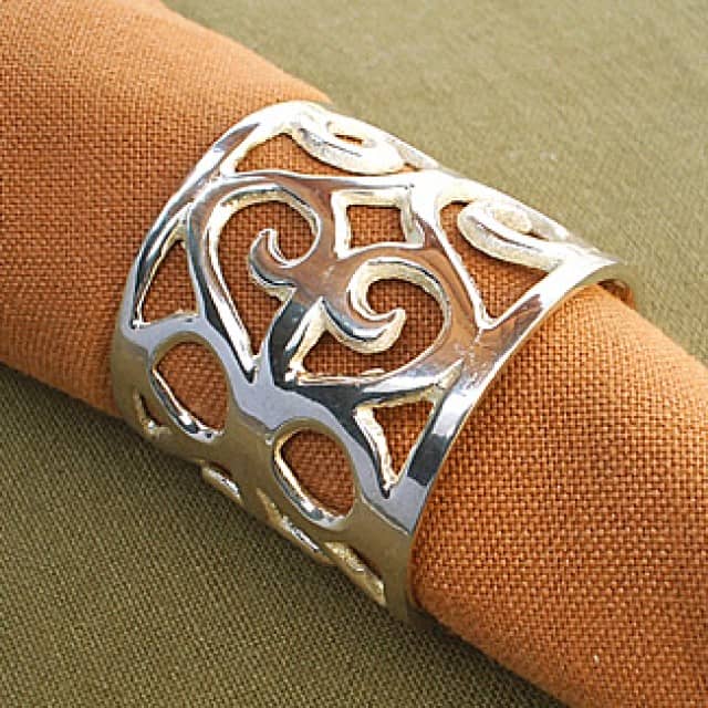 Brass Scroll Design Napkin Ring - Gold Finish, 1.5-inch Diameter, Wholesale