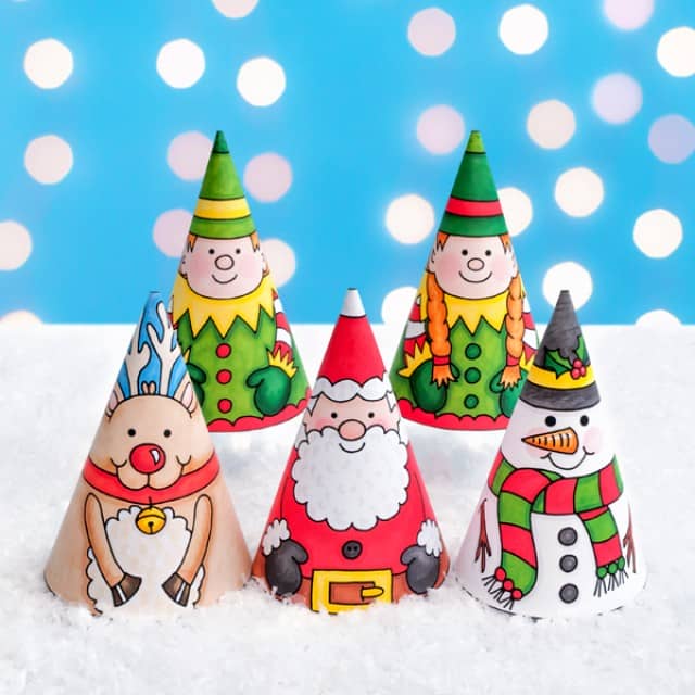 Customizable Color-in Christmas Cones Craft for Holiday Decorations, DIY Projects, and Gifts