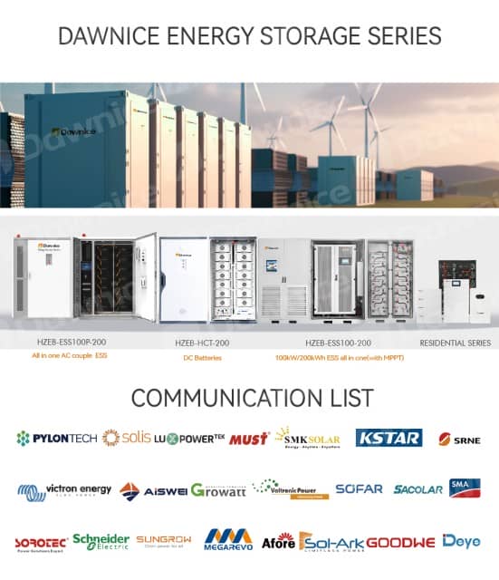 Dawnice Energy Storage Battery - 100kWh to 500kWh, High Voltage Lithium, BMS Included