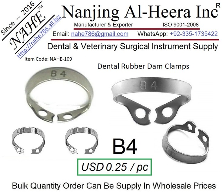 Dental Rubber Dam Clamps - Model AHE27, Silver