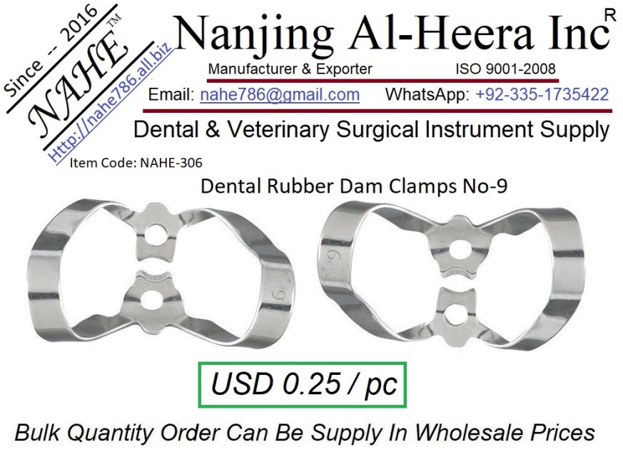 Dental Rubber Dam Clamps - Model AHE27, Silver