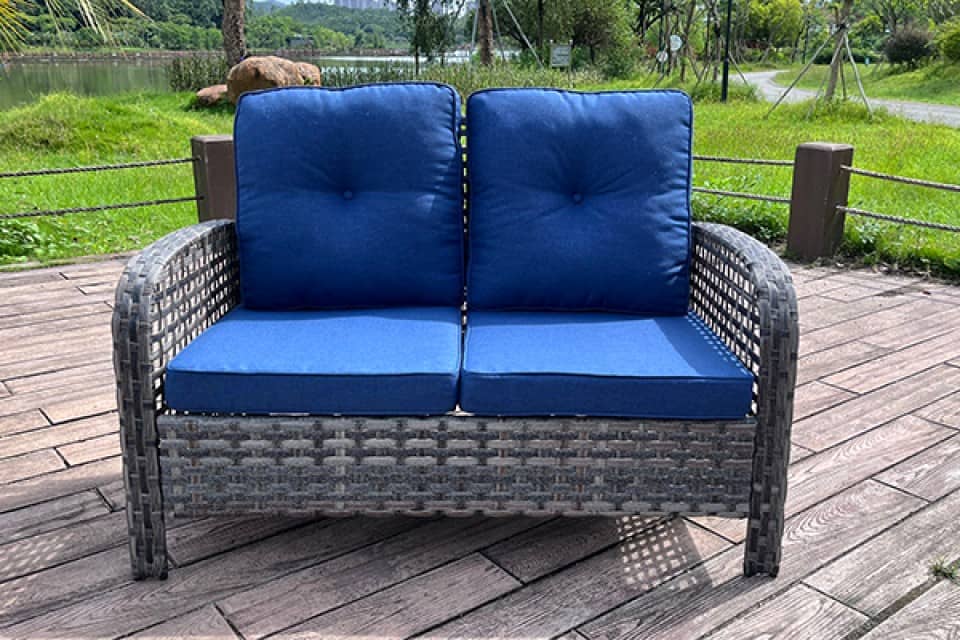 Double Chair Iron Frame Rattan Seat with Coffee Table - Wholesale Supplier