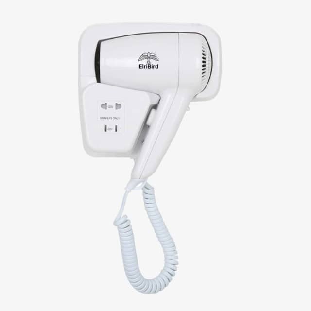 1200W Wall Mounted Hair Dryer for Hotels – White, 220V, Powerful & Durable