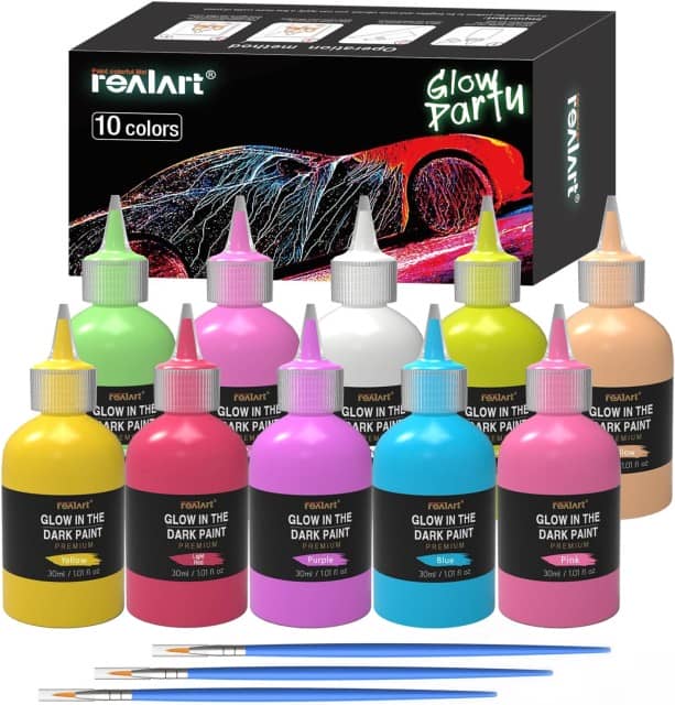 Grow in the Dark Paint - Vibrant Fluorescent Acrylic Paint for DIY Crafts, Decorations & More