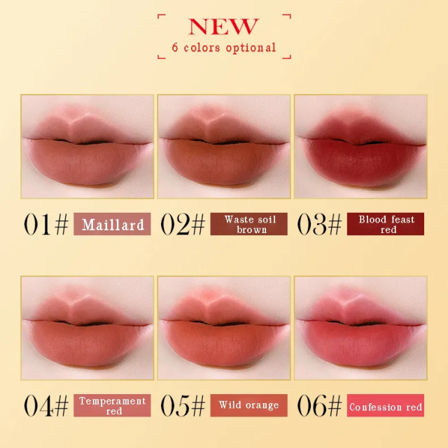 Luxury Matte Nude Lipstick Model B918 – Velvet Finish, 6 Colors Or Custom