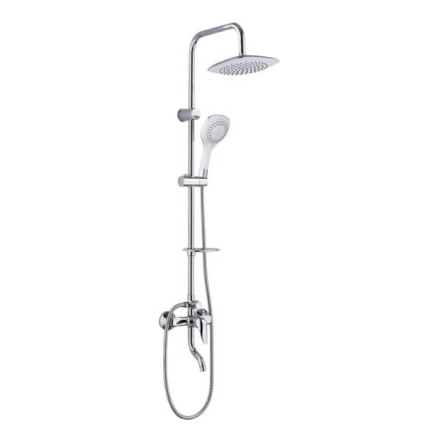 Modern Stainless Steel Round Pipe Rod Bathroom Shower Set Plastic - Durable & Stylish