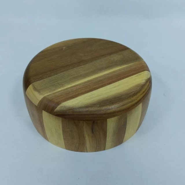 Round Wood Salad Bowl – Eco-Friendly Design for Salads, Fruits, or Decoration