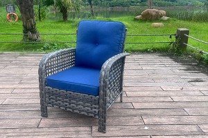 Single Chair KF2020016P - Durable Iron Frame with Rattan Design for Outdoor Use