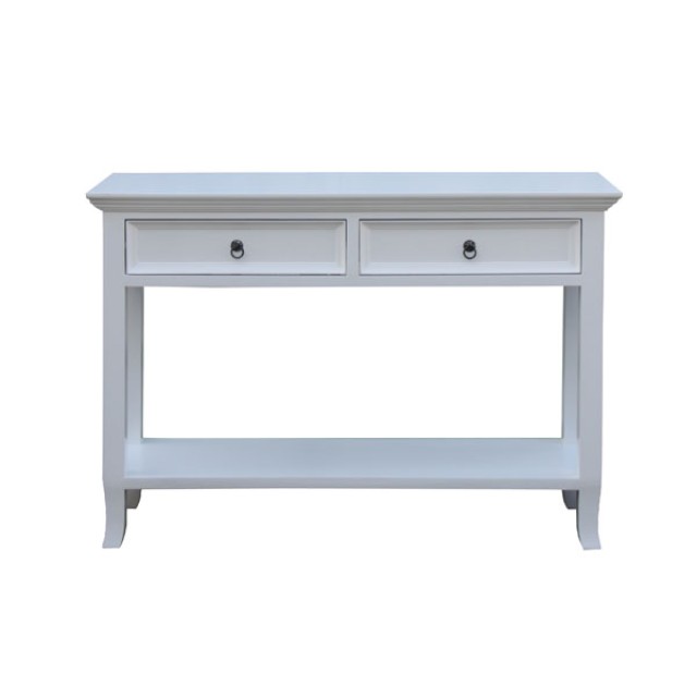 Pine Side Table, White from Durable Pine Wood - Multi-Functional Storage