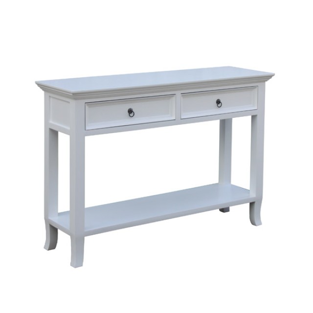 Pine Side Table, White from Durable Pine Wood - Multi-Functional Storage