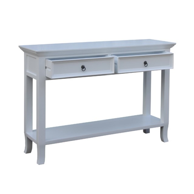 Pine Side Table, White from Durable Pine Wood - Multi-Functional Storage