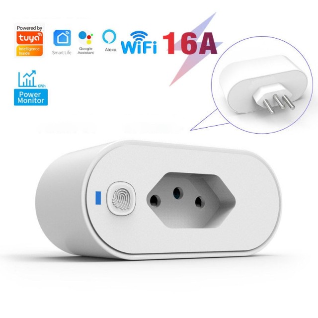 16A Voice Graffiti Smart Socket Wi-Fi Brazil Standard Overcharge Protection IP65