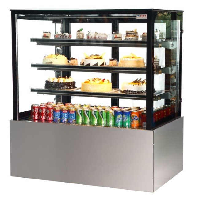 Cake Display Showcase Refrigerator - 3-Tier Tempered Glass, Adjustable Temperature