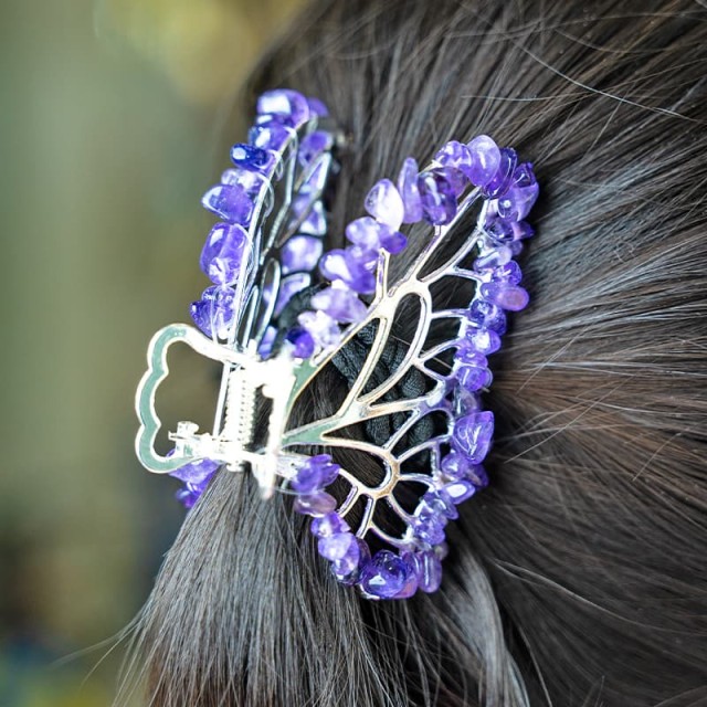 Crystal Butterfly Hair Clip – Natural Crystal, AA Grade, RC001