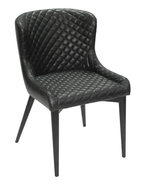 Dining Chair - Iron Heightened Rebound Sponge with Ash Wood Legs and Black Finish