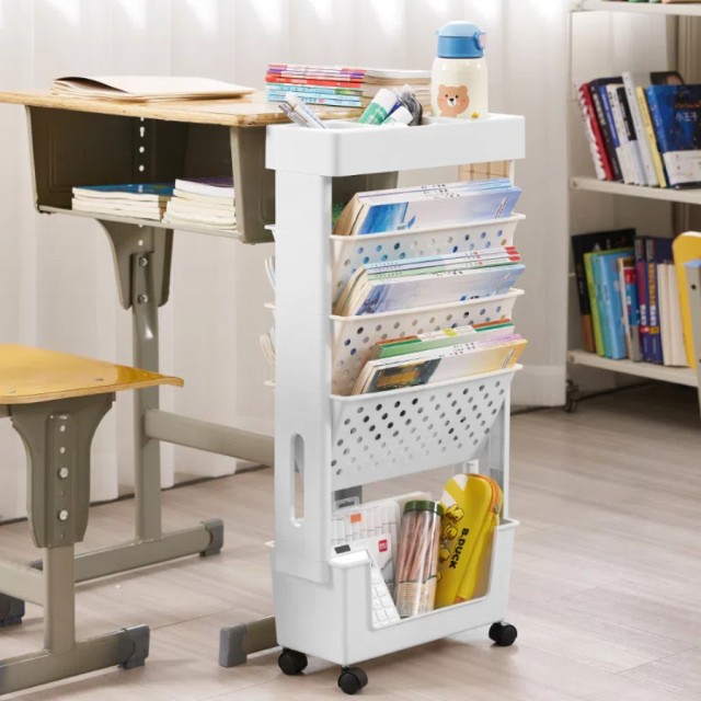 Mobile Book Storage Rack with Rollers for Classroom and Office Use – Model 2606