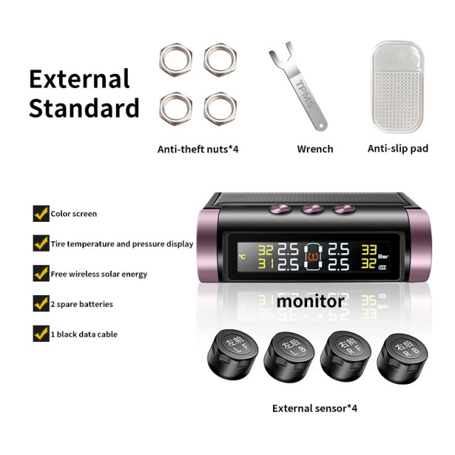 Solar Tire Pressure Monitoring System for Passenger Cars - Energy-Efficient TPMS N07