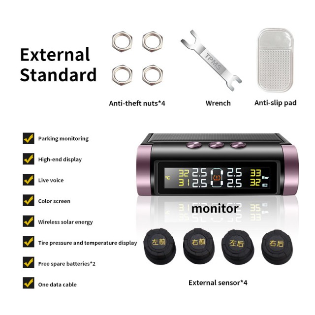 Solar Tire Pressure Monitoring System for Passenger Cars - Energy-Efficient TPMS N07