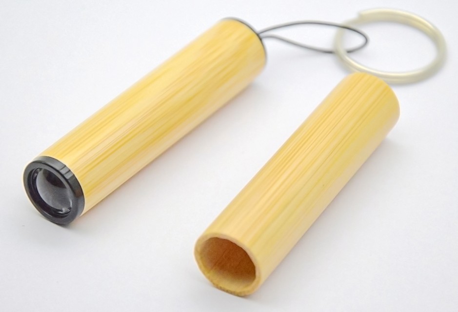 Bamboo LED Flashlight for Promotional Use, Compact and Lightweight