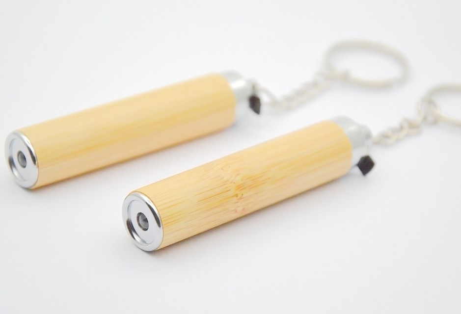 Bamboo LED Flashlight for Promotional Use, Compact and Lightweight