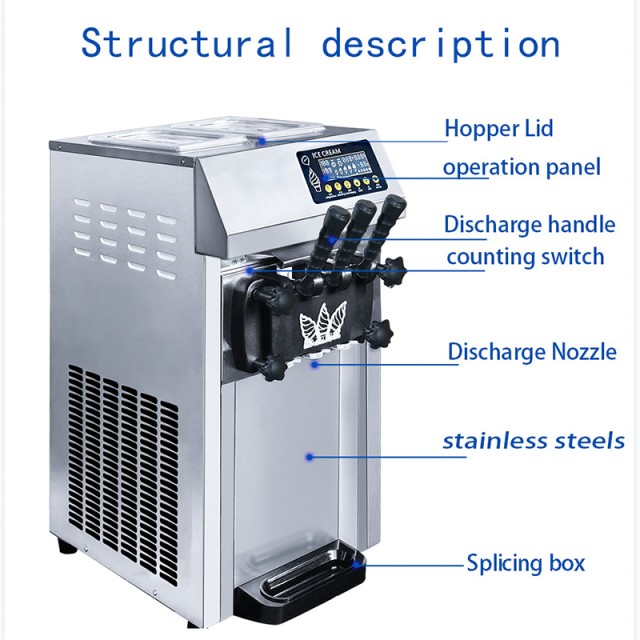 Table Soft Ice Cream Machine-ZM-126 - for Coffee Shops and Restaurants, Fast Refrigeration