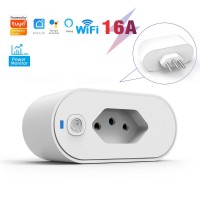 16A Voice Graffiti Smart Socket Wi-Fi Brazil Standard Overcharge Protection IP65