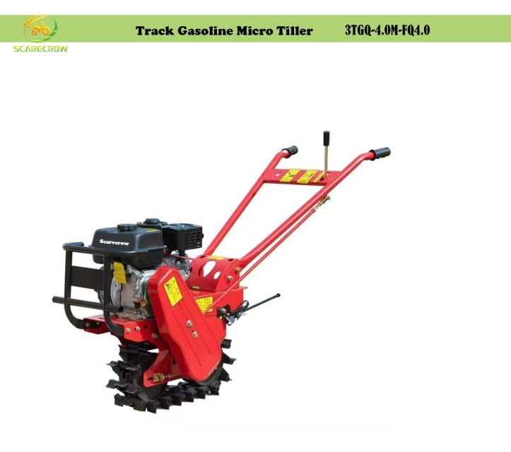 Track Gasoline Micro Tiller for Small-Field Farming - Model 3TGQ-4.0B-FQ4.0, Red