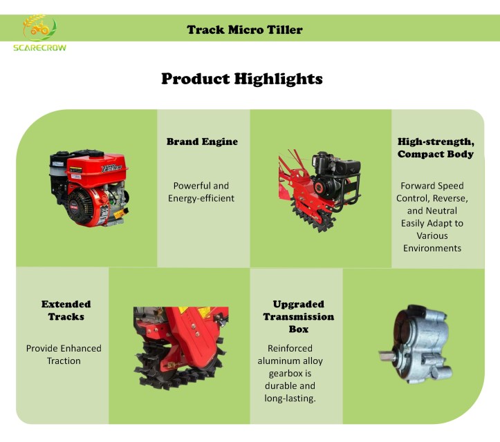 Track Gasoline Micro Tiller for Small-Field Farming - Model 3TGQ-4.0B-FQ4.0, Red