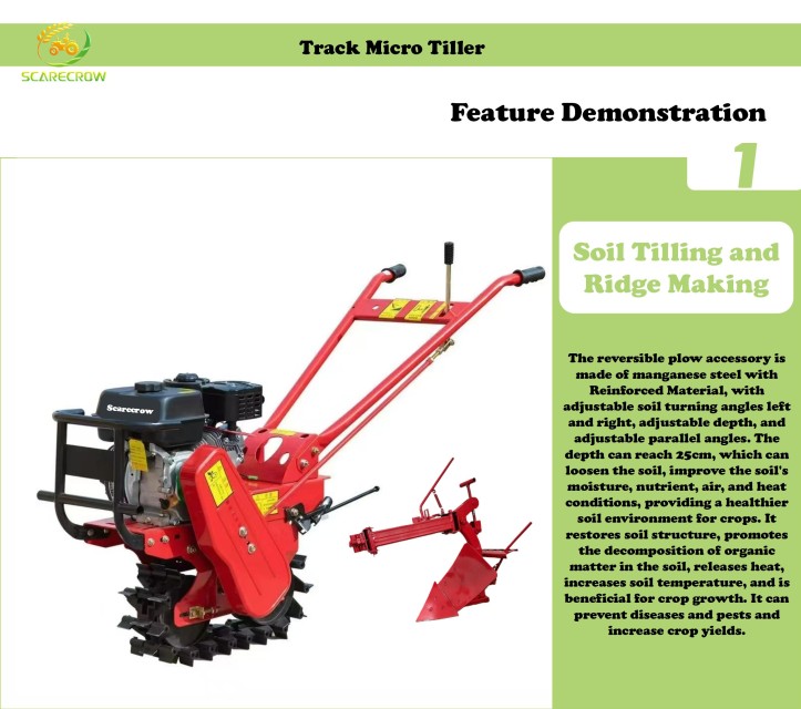 Track Gasoline Micro Tiller for Small-Field Farming - Model 3TGQ-4.0B-FQ4.0, Red